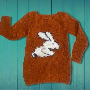 Bunny Tunic Wool Blend LS Women Sz S Easter